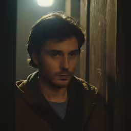 a man in brown shirt and lights