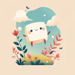 an animated image of a white piece of bread floating in the sky
