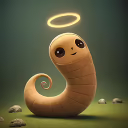a worm in a field with a halo around its head