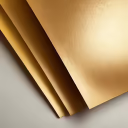 gold paper on a white table with no background