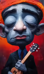 an artistic image of a person playing a guitar