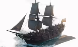 an old ship in the ocean on a sunny day