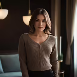a young woman is standing in a room