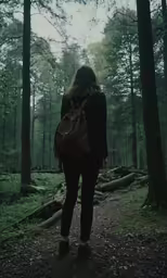 a person standing in the middle of a forest