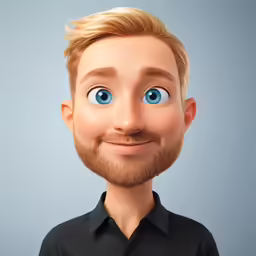 this man has a blue eye and is wearing a black shirt