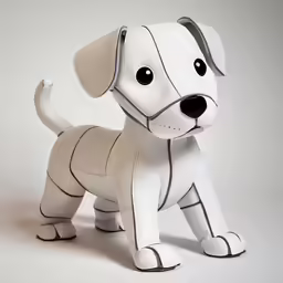 a paper dog that is cut out into a small dog