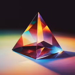 a small pyramid sits on top of a table