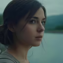 young woman with sad face staring at the camera