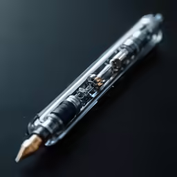 a pen that has some writing on it