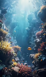 a fish is swimming through a sea bottom