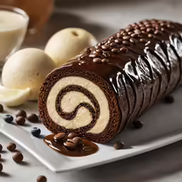 a brown and white swirled roll with chocolate and peanut butter