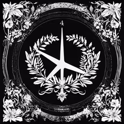a circular design with flowers on the center,a black and white photo with the word peace in front of it