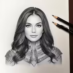 a pencil drawing of a woman