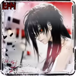 a anime character has a blood red eye