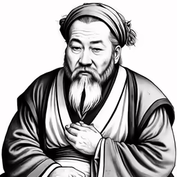 a black and white drawing of a man