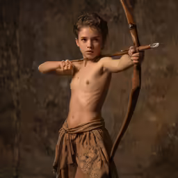 a girl with an arrow and bow is posing