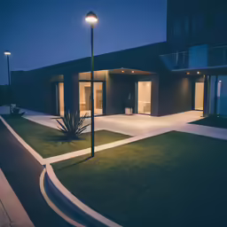 this is an outdoor area at night with some lights