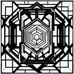 the geometric drawing of an abstract structure,an abstract black and white background with a square design
