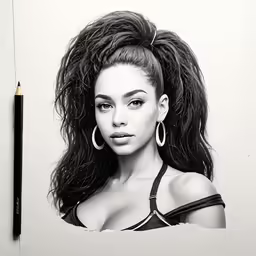 the girl with a hoop earrings has long hair