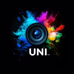the colorful paint splashs around the word uni