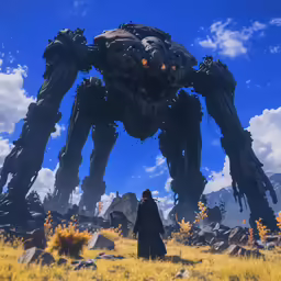 there is a giant dog standing next to the ground