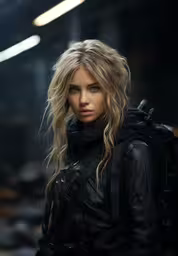 a woman wearing a black outfit with a motorcycle jacket,a woman is dressed up as black in a leather outfit