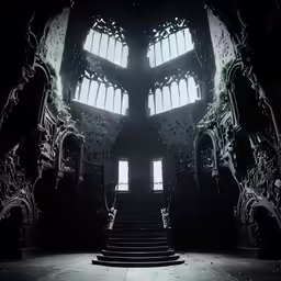 an artistic photograph of some large windows