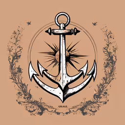 an anchor with a wreath around it,an anchor is shown in a frame