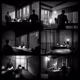 two people talking at a table at night and two sitting down