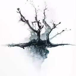 the silhouette of a tree is shown against a white background