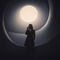 a woman in the dark with a cellphone