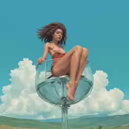 a young lady posing in an odd, glassy photo