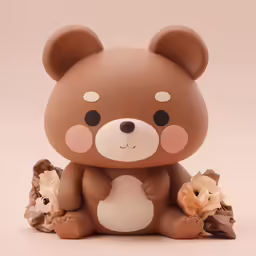 a small teddy bear is sitting in a pose