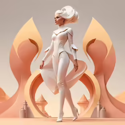 an artistic illustration of a woman dressed as a futuristic woman