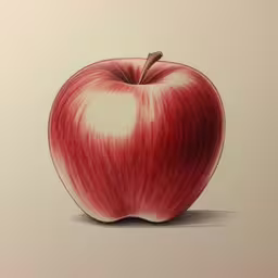 a close up of an apple with red highlights,a red apple sitting on top of a white surface