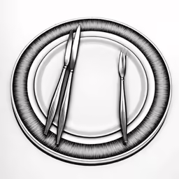 a black and white drawing of forks and spoons