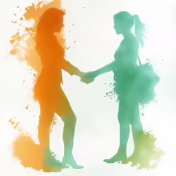 two young girls holding hands, shaking their hands