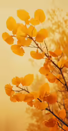 some yellow and green leaves on a tree