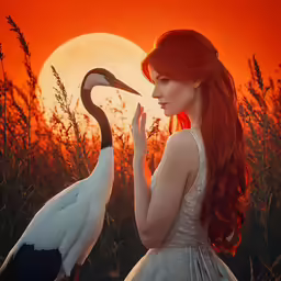 a woman with long hair and a white dress