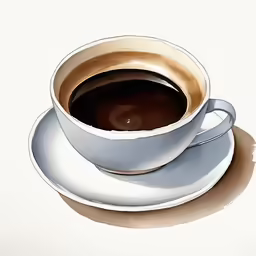 a cup filled with coffee next to a saucer