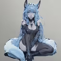 a very cute girl with horns and a cat mask