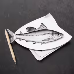 a fish is sitting on two paper plates