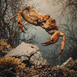 a stuffed animal that is jumping up into the air