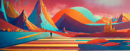 an image of a scene of mountains in the distance,a man in a landscape of mountains and the sun is rising