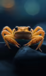 a little crab with a lot of eyes sitting on top of rocks