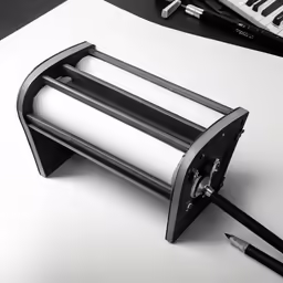 a paper towel holder sitting on top of a table