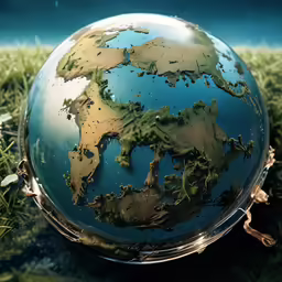 the earth is in an inclosure with the sun low and clear