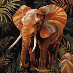 an elephant surrounded by plants and foliage in the jungle
