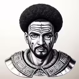 the man with an afro is shown in a pencil drawing