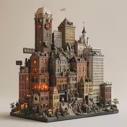 a very tall building with buildings on top of it